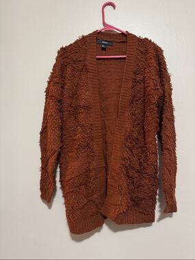 Forever 21 Rust Textured Shag Cardigan Sweater